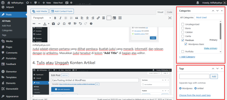 Cara Posting Artikel di WordPress